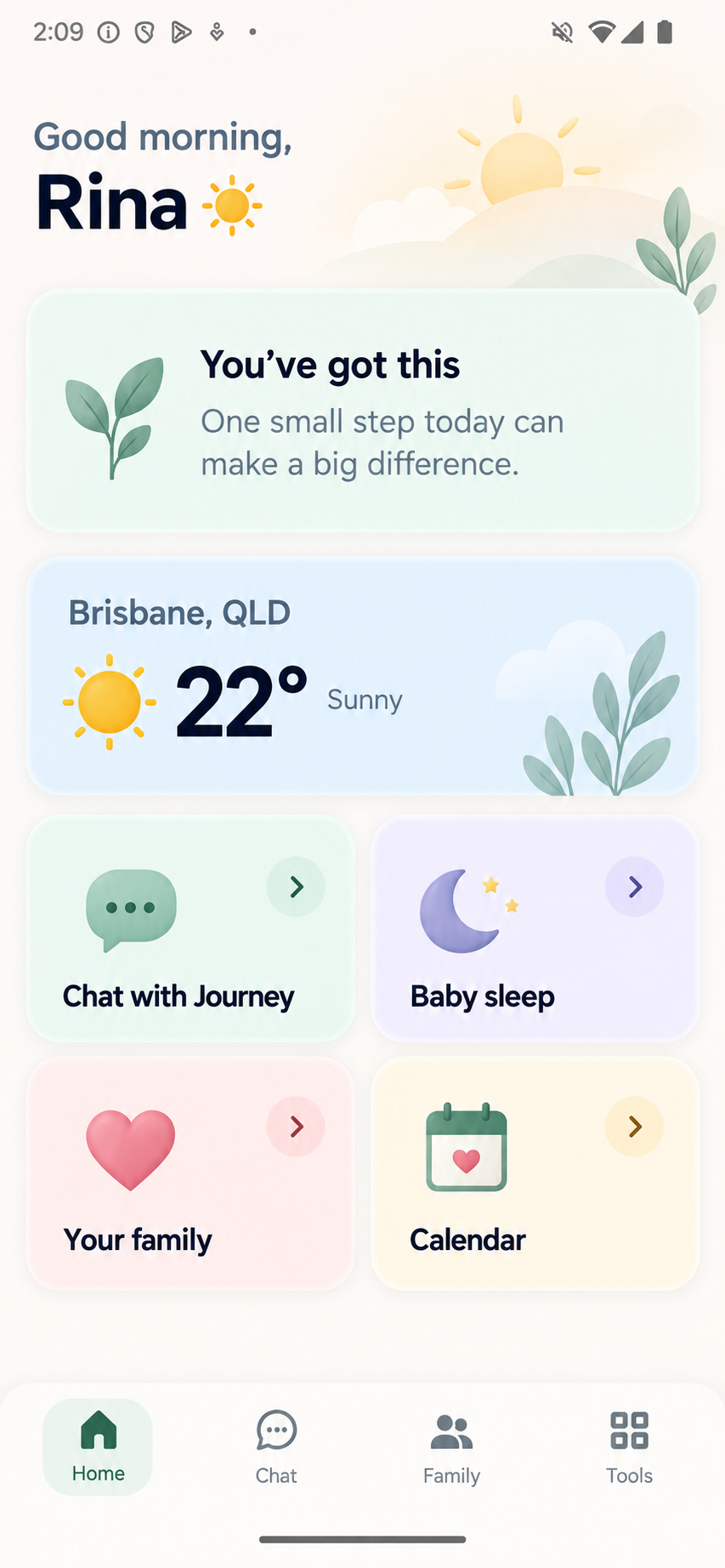 Journey home dashboard with weather and family shortcuts